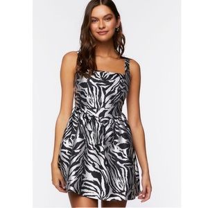Forever 21 Silver and Black Zebra Print Formal Mini Dress Size Small NWT